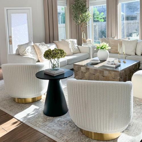 Pollyanne Boucle Swivel Accent Chair- SFV4813A-Living Room